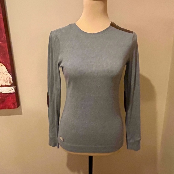 Lauren Ralph Lauren Grey Elbow Patch Crewneck Tee, Size Small - Picture 1 of 6